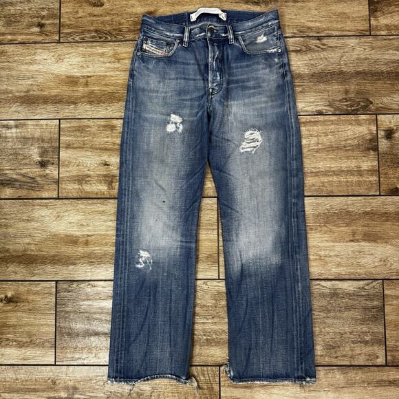 Vintage Diesel Industry Jeans Mens 36 Blue Distressed Made in Italy Button Fly - Picture 2 of 16